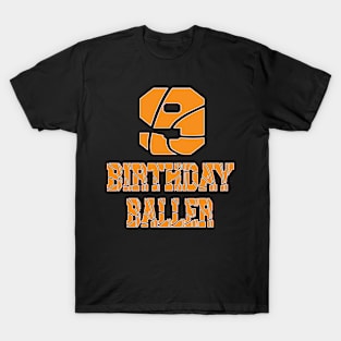 9th Birthday Baller Boy 9 Years Old Basketball Themed Party print T-Shirt